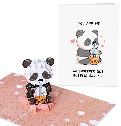 Central 23 Tarjeta Emergente De Panda - Like Bubbles And Tea - Tarjeta 3D Para Cumpleaños, Aniversario, Día De San Valentín - Tarjeta De Felicitación Para Hombre Mujer - Viene Con Pegatinas