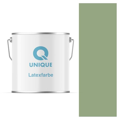 Q UNIQUE Latexfarbe 5L (ca.35m2) Dunkel olivgrün Innenfarbe Wandfarbe Deckenfarbe Klasse 3 Mattfarbe Scheuerfest Hohe Deckkraft