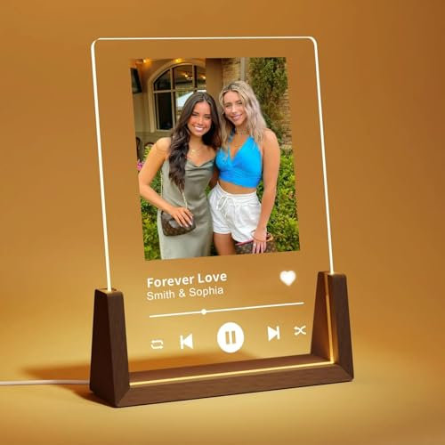 XIESHANG Tablero acrílico fotográfico personalizado, placa de música Spotify, lámpara 3D, regalo de cumpleaños