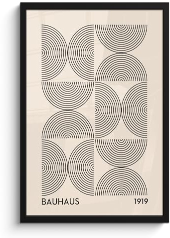 MuchoWow© Bilder mit Rahmen Poster Wanddekoration Wohnzimmer Deko Modern | 40x60 cm - Geschenke Bilderrahmen Bauhaus - Vintage - Schwarz - Kunst