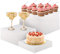 Dokeno 3 Pezzi Rialzi per Buffet, Alzate per Buffet, Espositore da Buffet, Alzatina per Dolci, Alzate per Alimenti per Dessert, Torte, Profumi, Gioielli, 15 cm, 18 cm, 20 cm, Acrilico, Bianco