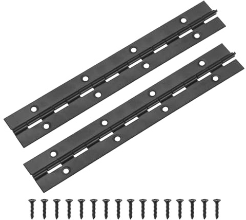 M METERXITY 2-Pack Charnières Piano, 8 Pouces / 200mm Charnières Continues En Acier Inoxydable Avec Trous Et Vis Pour Portes [1.2x 0.04/ 30x 1mm Largeur Ouverte Épaisseur, Noir]