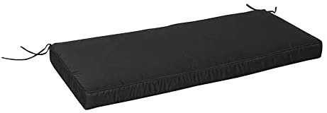 Cuscino per Panca da Giardino Impermeabile con Laccio per mobili da Esterno per Altalena, Cucina, Prato, Imbottito in Schiuma sfoderabile e Lavabile, 2/3 posti, 200x50x8 cm, Nero