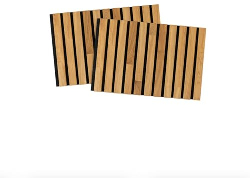 Akustische Wandpaneele aus Massive Eiche, Schallabsorbierende Akustikholzwandpaneele 400 x 600 mm, 2er-Set schalldichte Akustikpaneele, 100% recycelter Akustikfilz (Natürliche Eiche, 400x600)