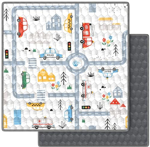 VALVANI Alfombra Bebe Acolchada 120x120 cm Plegable Antideslizante y Lavable Juegos y Gateo para Suelo Tapete Suave Actividades Montessori Estimulacion Sensorial Infantil Valbabycare