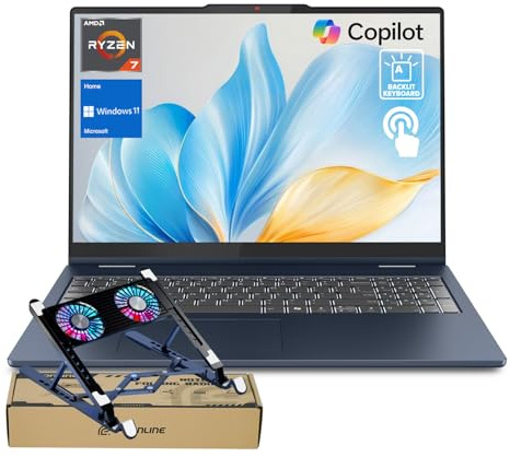 Lenovo 2025 IdeaPad Slim 5 Next Gen AI Copilot Laptop, touchscreen FHD+ da 16 pollici, Ryzen 7 350 (frequenza massima 5 GHz, >Ultra 7 155U), RAM da 32 GB, SSD da 1 TB, KB retroilluminato, bundle con