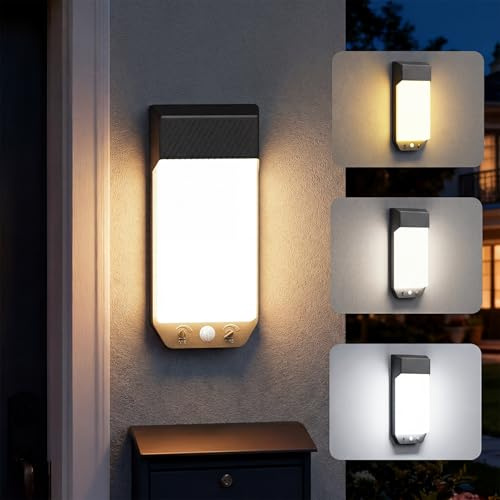 vighep 16W Led Strahler mit Bewegungsmelder Außen, 3 Erfassungsmodi Außenstrahler mit Timer, 3 Farbtemperaturen (3000K/4000K/6500K), IP65 Wasserdicht Außenleuchte Fluter für Garage Garten Hinterhof