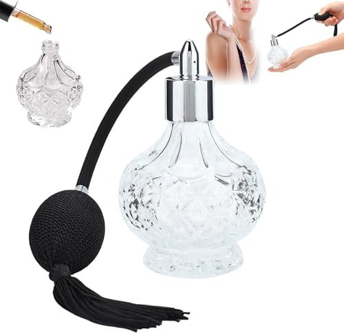 Botella de perfume de vintage vacía rellenable, atomizador de perfume | botella de perfume de vintage, botella de perfume rellenable, botella de aire con borlas, atomizador, 80