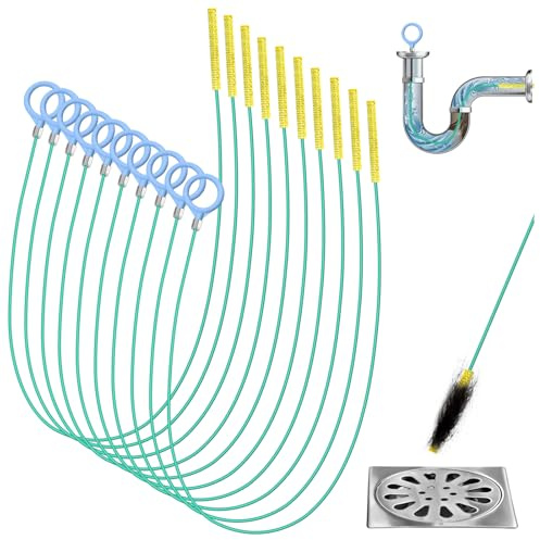 Abflussreiniger Spirale 10 Stück Rohrreinigungsspirale Sticks 100cm Abflussspirale Haarfänger Abflussschlange AntiBruch Stahl Nylonbeschichtung Rohrreinigungsbürste für Küche Badezimme Abwasserkanäle