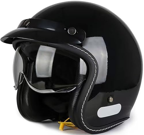 Vintage Casco Aperto Moto Omologato DOT/ECE Casco Moto Jet Con Visiera Parasole Casco A Scodella 3/4 Stile Retrò Caschi Jet Moto Mezzo Casco Per Adulto Uomini E Donne Adulti 3,M=57-58CM