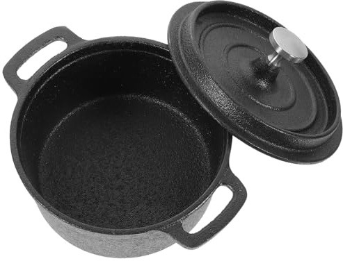 Lurrose Mini Marmite en Fonte sans Revêtement 10 CM Pot à Lait Multifonction en Métal pour Cuisson Vapeur Réchauffage et Préparation de Repas Bébé Casserole Compacte Résistante à la