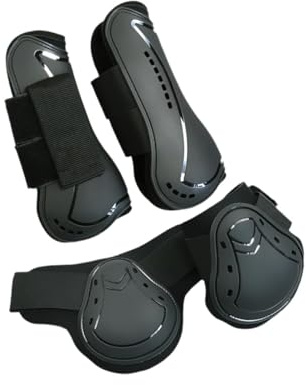 PawwJoy 4 Piezas de Protectores de Tendones para Caballos, Protectores para Patas Delanteras y Traseras, Mallas de Protección- L