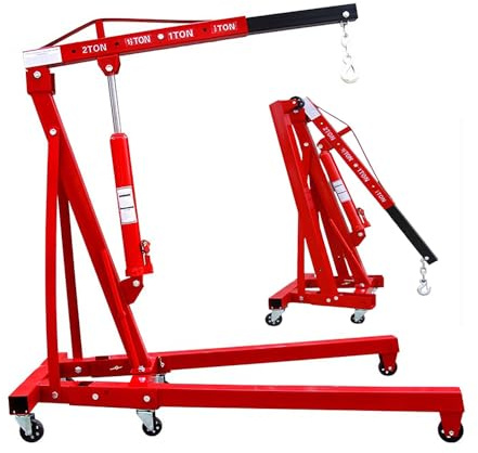 Grúa Hidráulica de Taller 2 Toneladas,Elevador de Motores y Maquinaria Pesada con Patas Retráctiles,Rango de Elevación 0–2350 mm,2 Ruedas Giratorias,Ideal para Garajes y Talleres