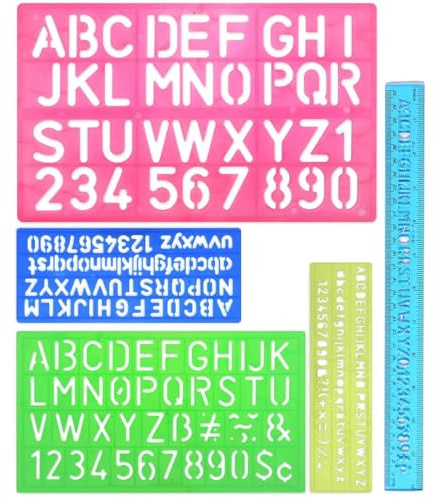 IBXWMNG Plantillas de letras de 5 piezas, multicolor, con números y símbolos, adecuadas para aprendizaje, dibujo y manualidades de niños