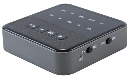 Ubric Adaptador de Audio Bluetooth 5,4, transmisor de Audio 2 en 1, Adaptador Adaptador de Baja latencia de 3,5 mm AUX Bluetooth para avión, Coche, TV, Auriculares, Altavoces