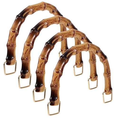 Jesustree Manici per Borse in Bambu, 4 Pezzi Manici Ricambio Bamboo Forma di U per Realizzazione di Borse Uncinetto Artigianale Fai da Te