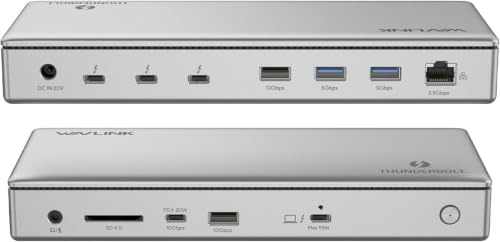 WAVLINK Thunderbolt 4 Dock 40Gbps, 98W PD, 8K/dual 4K per Mac e Windows | Dock 12 in 1 con 4 porte TBT4: 8K@30Hz, Dual 4K@60Hz, 10Gbps USB, 2.5G LAN, SD, Audio, 98W PD, compatibile con Mac e Windows