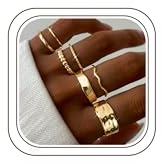 Chriscoco 7Pcs Gold Rings for Women Adjustable Open Thumb Rings Set