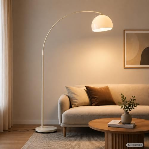 Brilliant Vessa Bogenstandleuchte beige - elegante Stehlampe - Lampe für Wohnzimmer, Schlafzimmer & Arbeitszimmer - E27 Sockel