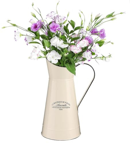 Pitcher Jug Vase Tall Cream Ivory White Large Floral Display Vase | Pitcher Jug, Jug Vase, Flower Vase, Metal Vase, Dispaly Jug, Anniversary