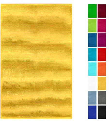 Lashuma Badteppich Baumwolle 50x80 cm Gelb, Linz saugstarke Badematte