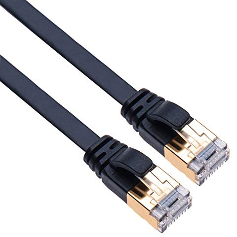 High Speed Flat Cat7 Ethernet Cable Network Patch for TV Samsung LG Sony/Router TP-Link/PlayStation PS3 PS4 Xbox/Switch Sky Box Hub/WD Seagate QNAP/Zmodo Annke | Internet Cat 7 | 10m Black
