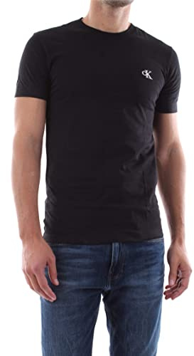 Calvin Klein Camiseta de Manga Corta Hombre CK Essential Slim Fit, Negro (CK Black), L