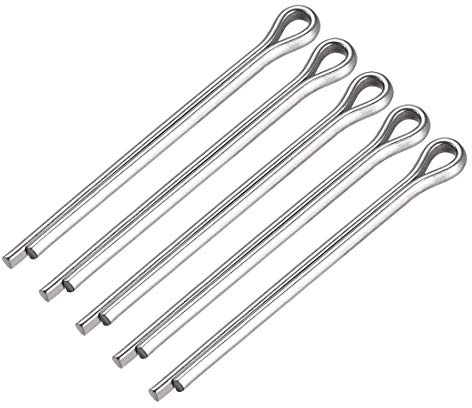 sourcing map 5Stk.Geteilter Splint -4mm x 50mm 304 Edelstahl 2 Zinken Schlüssel Silber