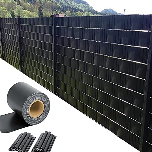 GDMING Pantalla De Valla De Privacidad para Terraza Balcón Vista 100% Bloqueada Protector Solar Impermeable PVC Cubre Vallas Jardín para Metálicas 20cm Incluye 40 Clips 450GSM