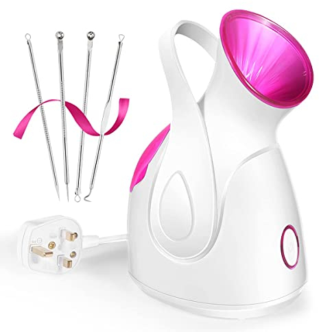 Facial Steamer, 2021 Updated 10X Penetration Nano Ionic Facial Steamer, Portable Warm Mist Face Steamer for Women Moisturizing for Home Sauna SPA Cleansing Pores - 4 Piece Stainless Steel Skin Kit