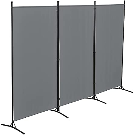 [en.casa] Raumteiler Teruel 3-teilig 260x176 cm Paravent Trennwand 3-TLG. Sichtschutz Stellwand Spanische Wand Dunkelgrau