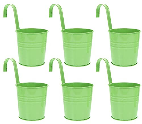 Happyyami 6 Piezas Cubo Colgante De Flores De Hojalata Canasta De Flores De Metal Patio Jardín Estante De Hierro Montado En La Pared Hierro Metalico Maceta Cesta para Colgar En La Pared