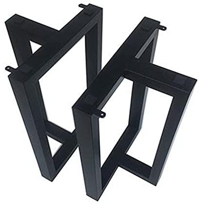 WFENG 2x Tischkufen/pulverbeschichtetem,Vintage Industrie Look Tischuntergestell Tischbeine Tischgestell Tischfüße Möbelfüß/Schwarz / W40cm×H68cm