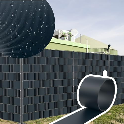 YRHome Lot de 20 Bandes Brise-Vue pour Clôture à Double Fil - 2,5 m x 19 cm - en PVC Rigide - Protection Contre le Vent - Jardin, Balcon - Anthracite