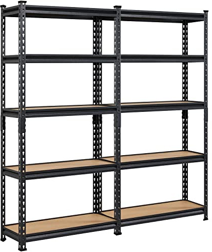 Yaheetech 5-stufiges Lagerregal mit verstellbaren Regalböden, Schwerlastregal Kellerregal Standregal Steckregal je Fach 175kg belastbar, 150x30x153cm/schwarz