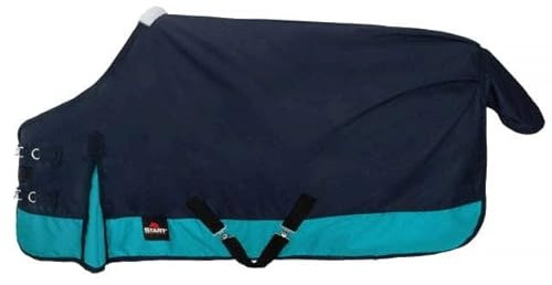 Start Outdoordecke Pferdedecke Weidedecke 600D Regendecke Winterdecke Pferd 200g mit Polarfleecefutter, Nylonfutter und Füllung in 0g, 200g (Dunkelblau/Petrolblau, 155cm (0g/m² Polarfleecefutter))