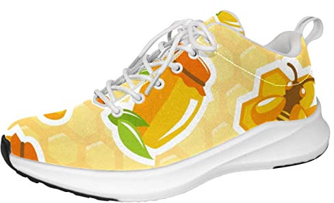 Baskets personnalisées pour homme, chaussures de marche légères et décontractées, baskets en pot de miel, ruche, abeille, nid d'abeille, Multicolore, 39 1/3 EU