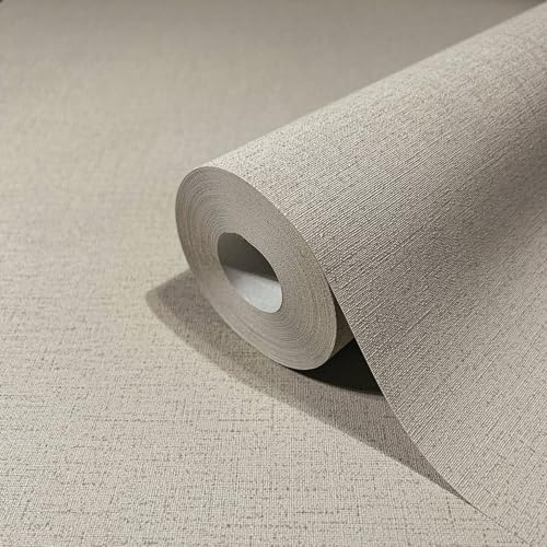 marburg Papier peint marron aspect textile moderne uni GZSZ pour salon ou chambre à coucher Made in Germany 10,05 x 0,53m