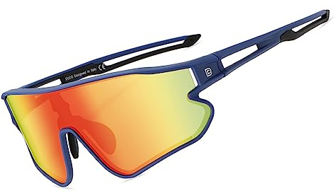 DUCO Polarisierte Fahrradbrille Herren Damen Schnelle Brille DC0023 | [24g TR-90 Super Leicht] Wrap Around Sport Sonnenbrille UV400 Laufbrille Sportbrille für Laufen/Ebike/Rennrad/Baseball