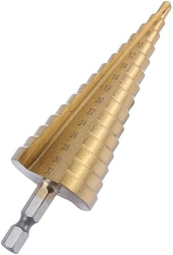 Broca escalonada, Broca cónica escalonada HSS, Chapa de metal 1 pieza Broca cónica escalonada de titanio hexagonal 4-32 mm HSS 4241