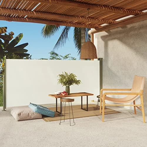 BaraSh Seitenmarkise Ausziehbar 140x300 cm Creme Markise Balkon Ohne Bohren Balkon Sichtschutz