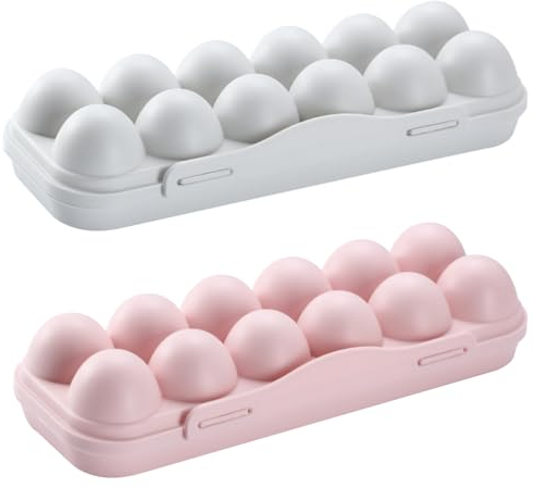 Aweisile Caja de Huevos Portátil 2 Piezas Cajas de Almacenamiento de Huevos de Plástico con Tapa Huevera Bandejas de Huevos con Tapa para Nevera Cocina Hogar