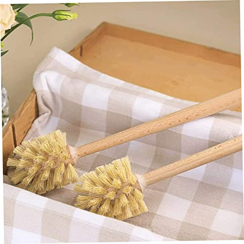 Toilet Brush, 2pcs 14inch Wood Toilet Bowl Brush, Durable Toilet Cleaning Brush, Strong Hemp Bristles Toilet Brush for Bathroom