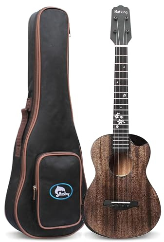 Batking Tenor-Ukulele, 66 cm, Massive Mahagoni-Hawaii-Ukulele Mit Anfänger-Bundle-Kit Inklusive Gigbag (Braun, Graphtech-Mechanikkopf)
