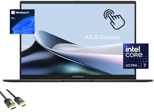 ASUS Zenbook Laptop, pantalla táctil OLED WUXGA de 14 pulgadas, Intel Core Ultra 7-155H (hasta 4.8 GHz), gráficos Intel Arc, 16 GB de RAM, PCIe 4.0 de 1 TB, WiFi 6E, KB retroiluminado, TB 4, cable