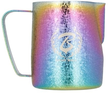 Barista Space Jarra de leche plateada pulida, ideal para latte art con boquilla precisa, ligera y manejable, recomendada por campeones del mundo, plateado, multicolor, 600 ml