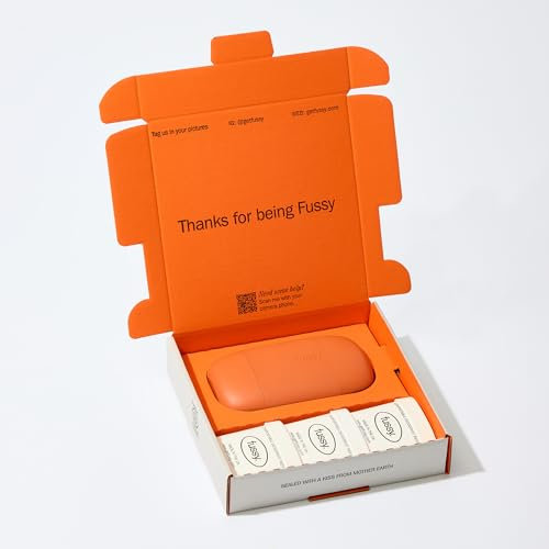 Fussy - Natural Refillable Deodorant - Aluminium Free - 24 Hour Protection - Citrus Scent (3 x 40g) & Burnt Orange Case - Mandarin, Grapefruit & Pepper - Vegan & Cruelty Free - 100% Natural