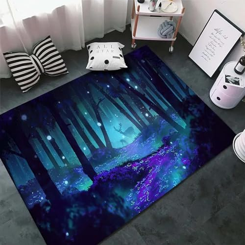 Bettvorleger 3D-Illusionsteppich Kleiner Teppich Waldtier Elch Rentier Teppich,Schlafzimmerteppich,Jungenteppiche Für Schlafzimmer,Wohnzimmerteppich 80 X 160 cm - Leicht Zu Reinigen -6B7B7M5