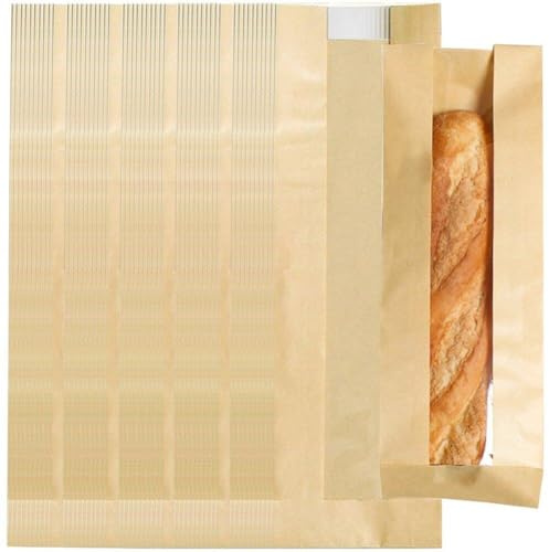 Dianzan Papier-brotbeutel, 50 Stück, Kraftpapier, Brot-aufbewahrungsbeutel, Verpackungsbeutel Frontfenster, Bäckerei-aufbewahrungsbeutel Für Französisches Brot, Sandwich