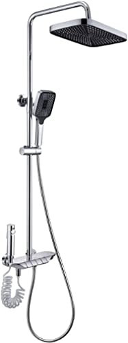 asdchZen Système De Douche Ensemble De Robinet De Douche Thermostatique Ensemble Combiné De Douche À Effet Pluie À Montage Mural Ensemble De Garniture De Baignoire Et De Douche À,Chrome